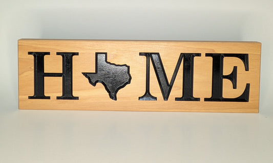 Handmade pecan wood Texas Home sign